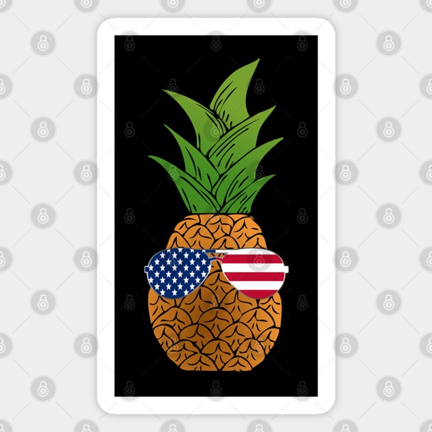 Funny Pineapple Sunglasses 4th of July Magnet by Lulaggio